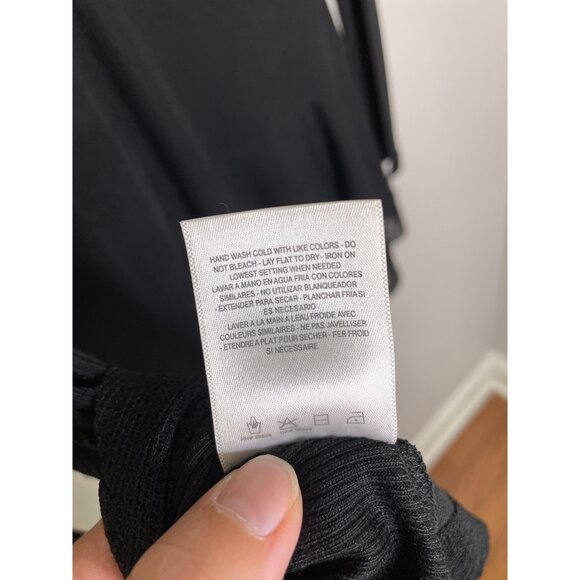 C&V Chelsea and Violet Peplum Top Size XS Black Knit Ribbed Long Sleeve New - Picture 7 of 8